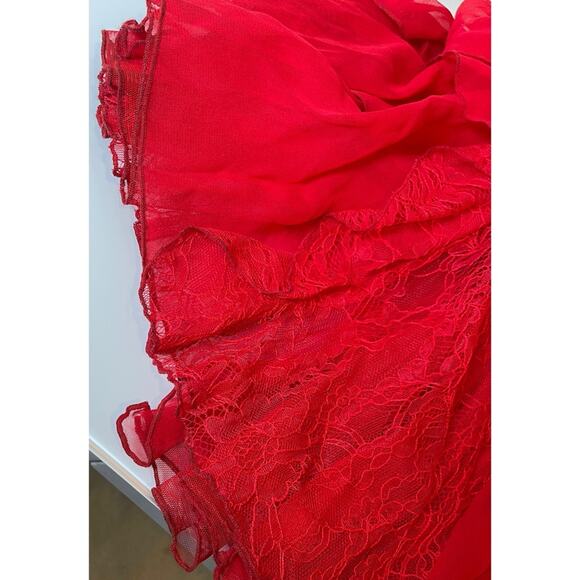 Alice+ Olivia Day Sunburst Red Pleated Sleeve Ruffle Tiered Maxi Dress Size 0 - Picture 12 of 16